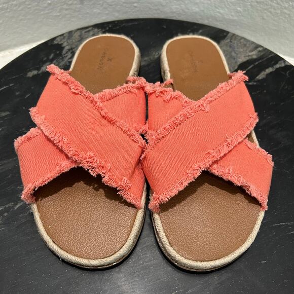 CASLON New $60 Paxton Canvas Slide Sandals in Melon or Coral Size 9M - Picture 2 of 9